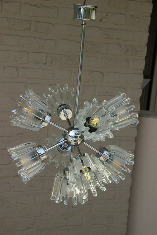 Mid century Glass Tulip Sputnik Chandelier by DORIA germany 1960s retro