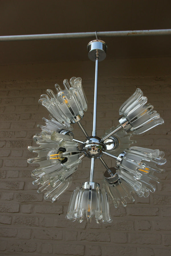 Mid century Glass Tulip Sputnik Chandelier by DORIA germany 1960s retro
