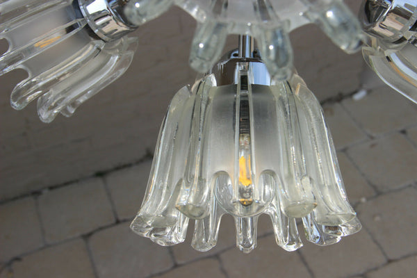 Mid century Glass Tulip Sputnik Chandelier by DORIA germany 1960s retro