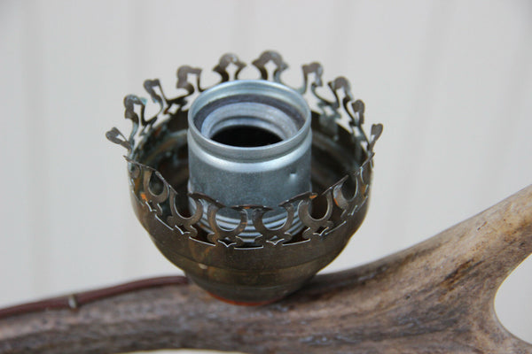 Vintage hunting cabin Antlers resin cast 4 lights pendant chandelier 1970's