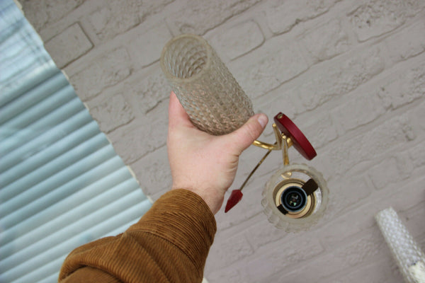 PAIR mid century Retro 1950 Maison LUNEL Wall lights sconces glass shades