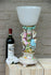Antique German porcelain marked relief floral decor couple figurines Vase lamp