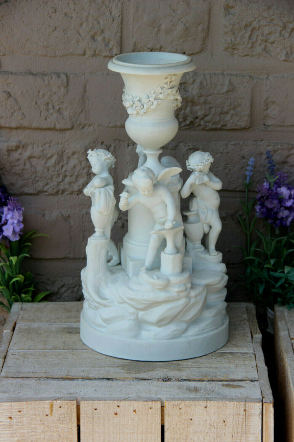 Antique Sevres bisque porcelain marked putti group statue romantic