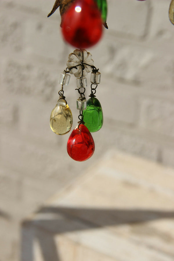 Gorgeous Muran Drops italian flag colour metal gold gilt 1970 chandelier