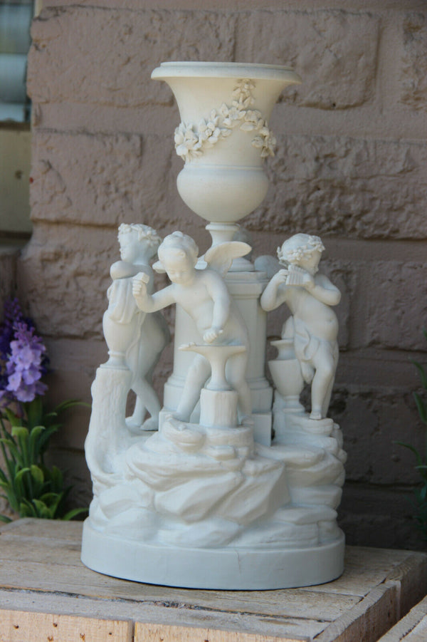 Antique Sevres bisque porcelain marked putti group statue romantic
