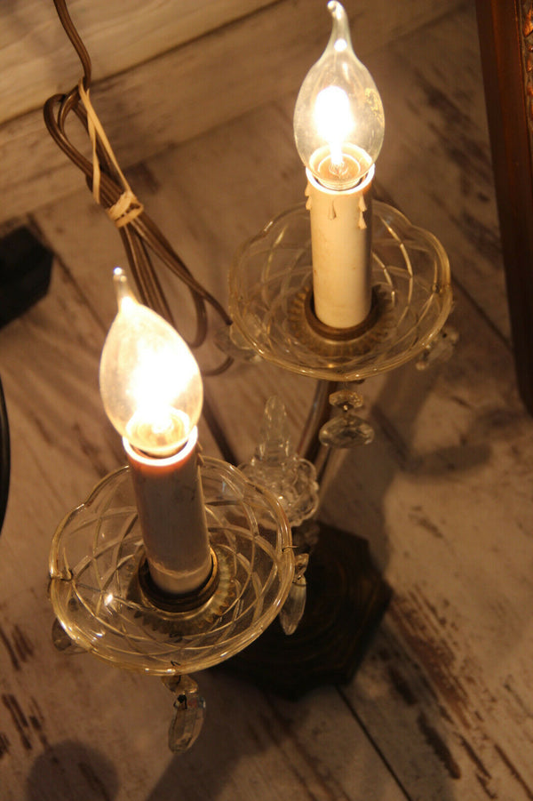 PAIR antique murano Girandole Crystal glass pendants drops lamps