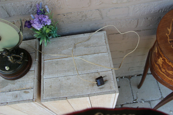 Antique French art deco metal bronze patina Putti angel Table lamp 1930