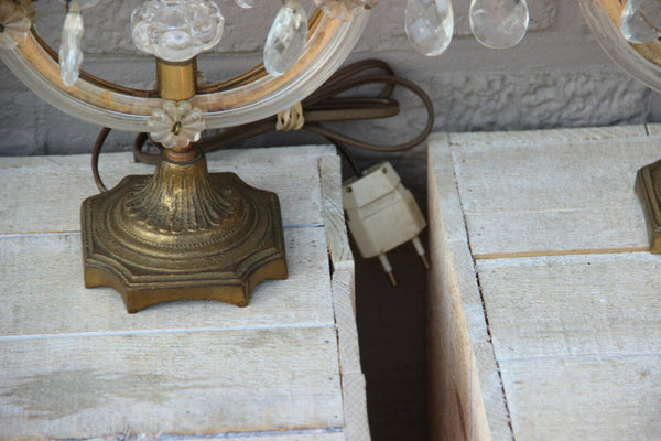 PAIR antique murano Girandole Crystal glass pendants drops lamps