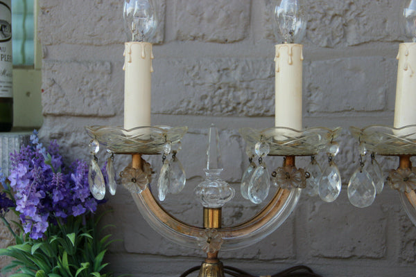 PAIR antique murano Girandole Crystal glass pendants drops lamps