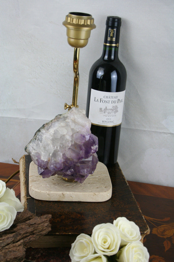 1960's Mid century Table lamp Mineral quartz  amythyst colour