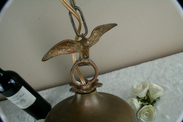 French antique Brass eagle glass paste acorn deer hunt shade rare