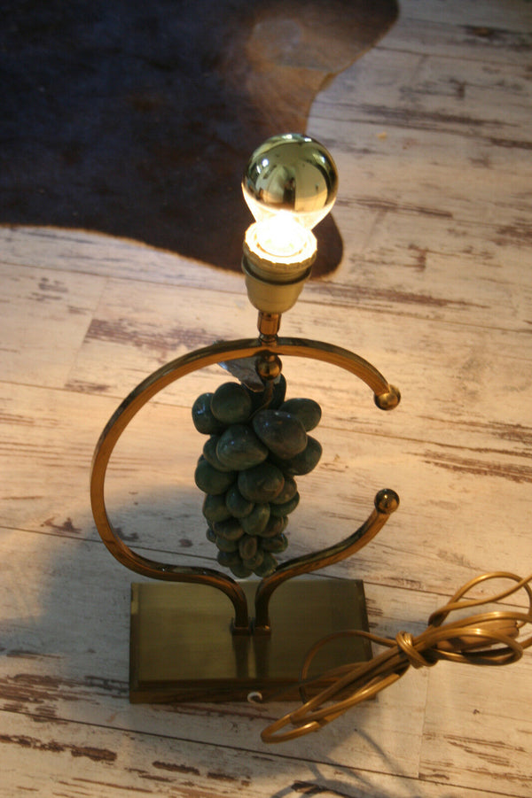 Mid-century 60's Amethyst stone grapes Table lamp daro Jansen era brass retro