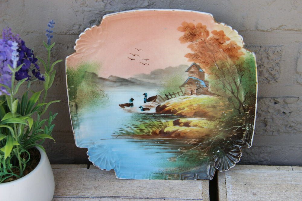 French porcelain plate landscape ducks