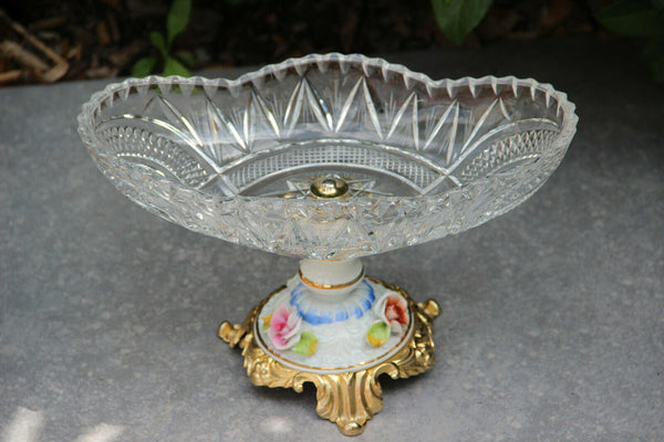 Italian capodimonte porcelain Crystal glass centerpiece bowl coupe