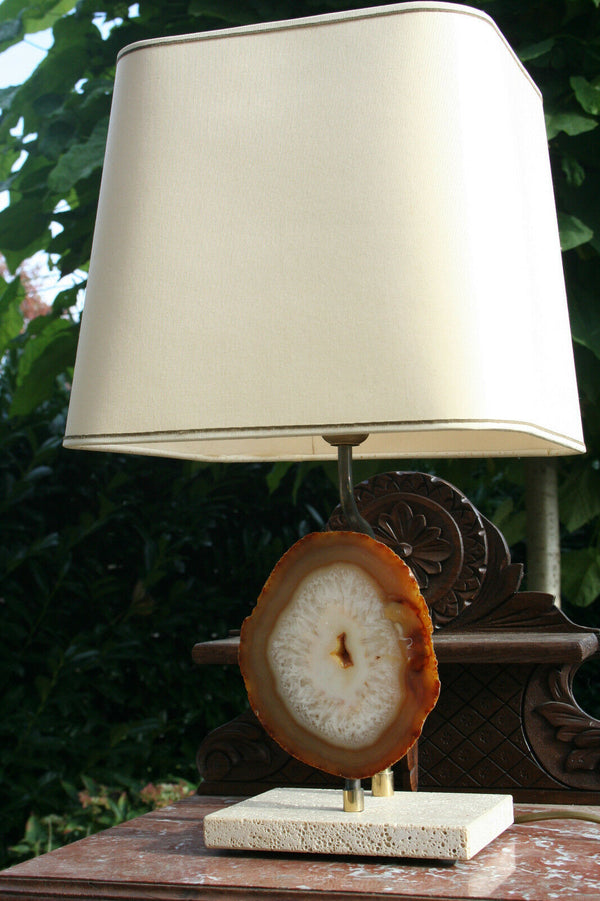 Modernist AGATE travertine Table lamp attr. Willy Daro mid-century 1970