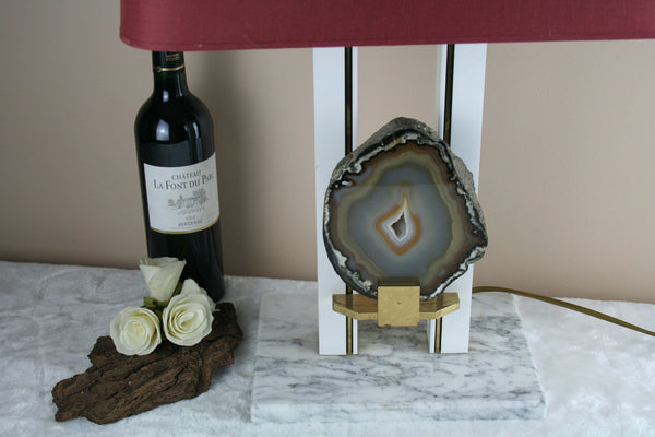 Mid century Agate Lamp marble base attr. Belgian willy daro 1970's