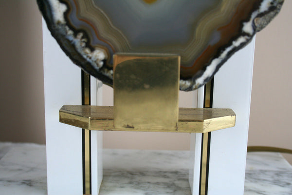Mid century Agate Lamp marble base attr. Belgian willy daro 1970's