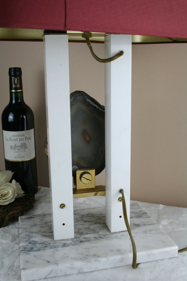 Mid century Agate Lamp marble base attr. Belgian willy daro 1970's