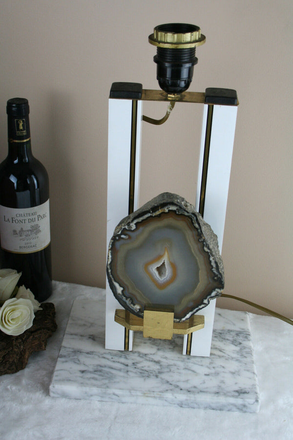 Mid century Agate Lamp marble base attr. Belgian willy daro 1970's
