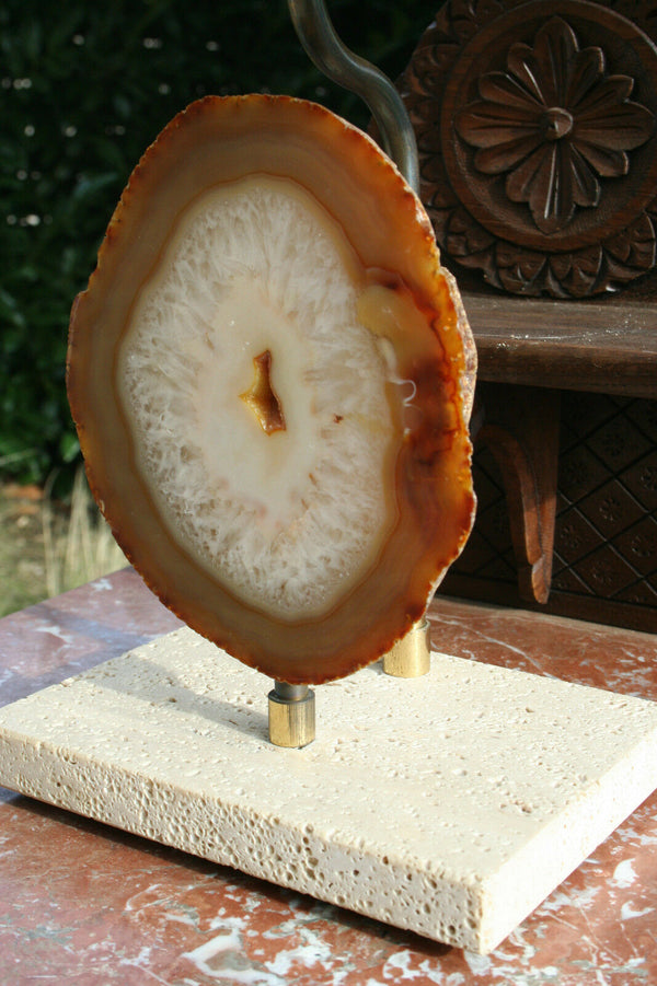 Modernist AGATE travertine Table lamp attr. Willy Daro mid-century 1970