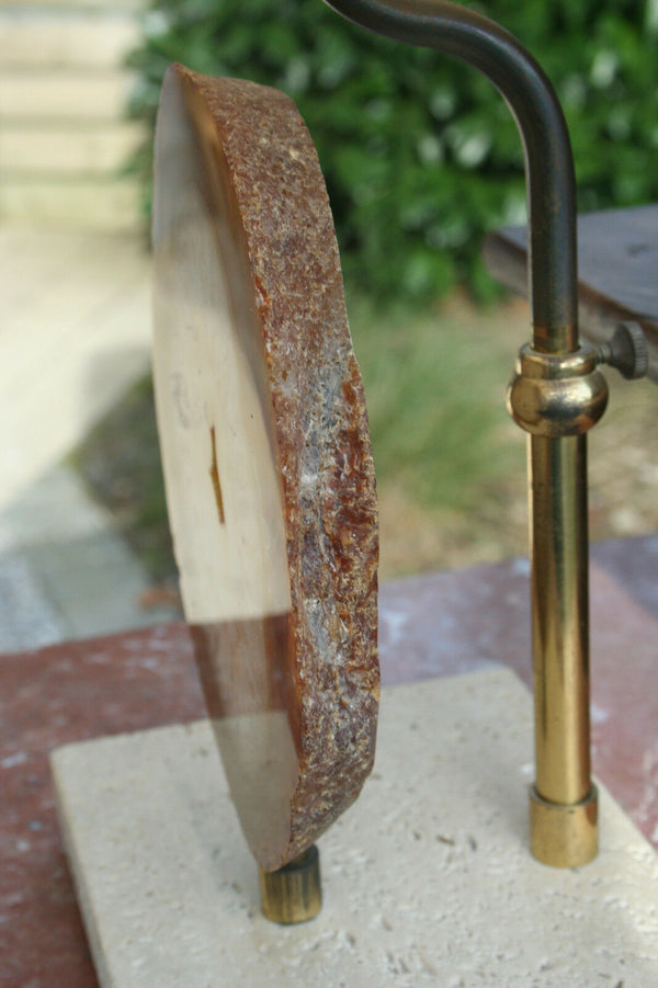 Modernist AGATE travertine Table lamp attr. Willy Daro mid-century 1970