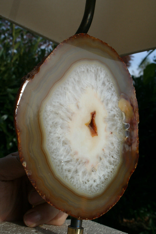 Modernist AGATE travertine Table lamp attr. Willy Daro mid-century 1970