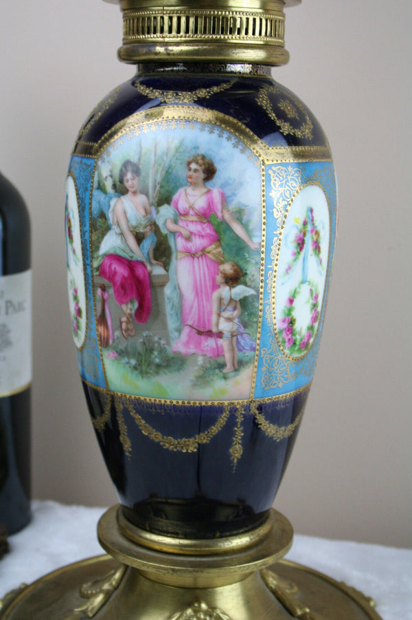 Gorgeous French Candelabra lamp 4 arms in sevres pocelain bronze base top piece