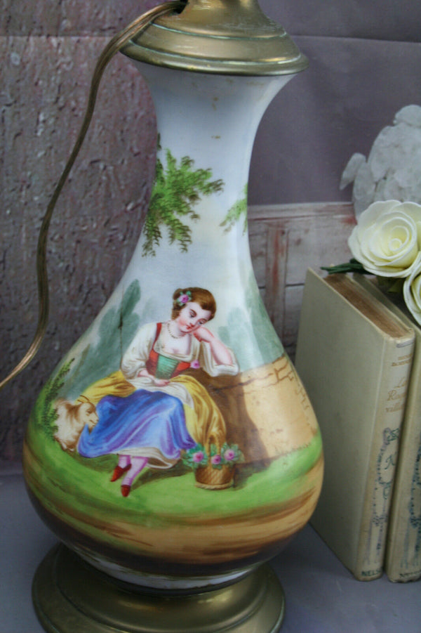 Gorgeous French Porcelain table lamp design 1920's hand painted