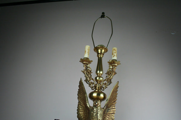 Huge XL mid century Maison jansen Brass Eagle Lamp with candle holders 1960's