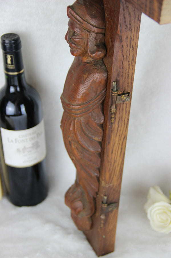 PAIR wood carved figurines from dutch cabinet early 40's