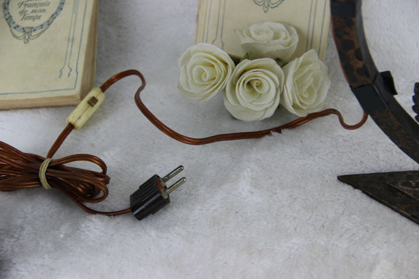 ART DECO 1930 Cast iron roses Table lamp