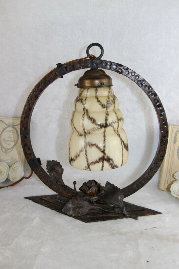ART DECO 1930 Cast iron roses Table lamp