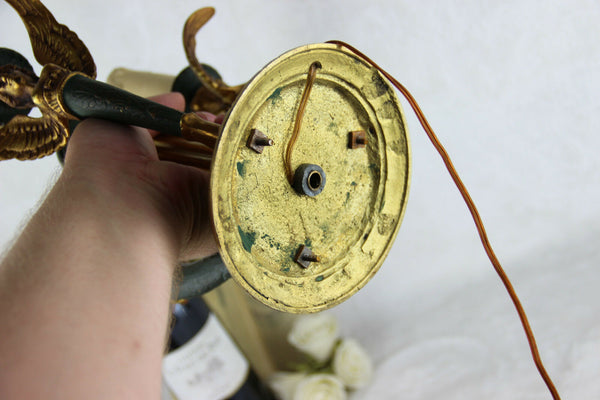 Antique French Napoleon III Bouillotte Table lamp caryatids Mermaids figurine