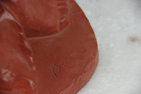 Flemish Terracotta Sculpture statue Mother child signed PAUL SERSTE