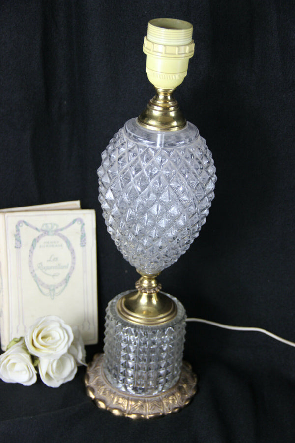 Mid century Pineapple Glass Cut table desk lamp attr. maison jansen 60's