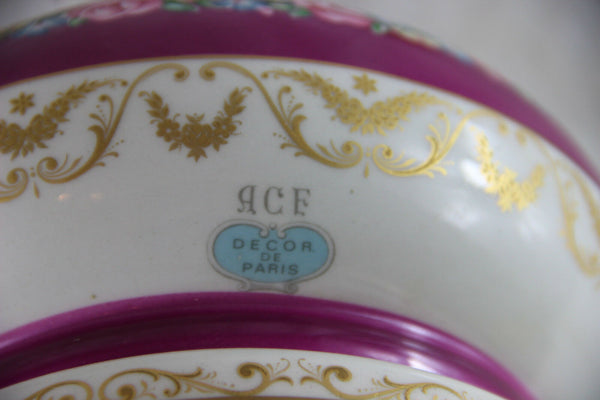 1970 French porcelain Floral Table lamp marked