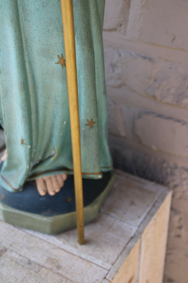 Antique XL French rare top religious figurine statue Child jesus young chalkware