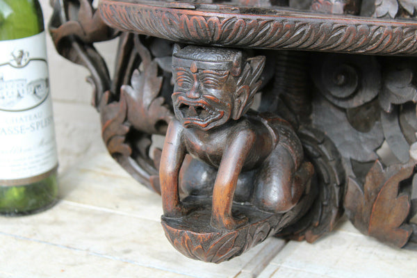 Antique XL hand wood carved Religious Burmese Wall console Elephant figurine