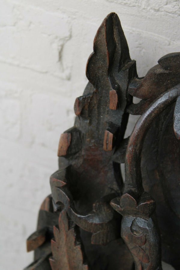 Antique XL hand wood carved Religious Burmese Wall console Elephant figurine