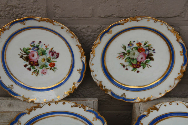SEt 5 antique vieux paris porcelain floral hand paint plates