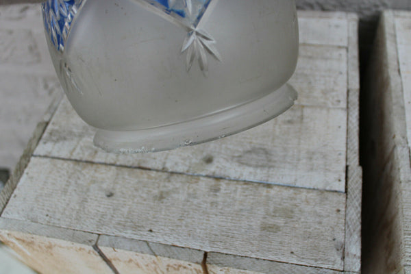 Antique Bronze putti angel val saint lambert crystal shade lantern chandelier