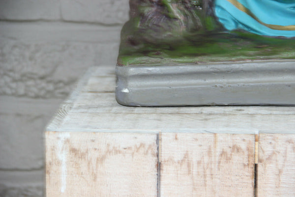 PAIR antique chalkware jesus john baptist Religious statue matching set