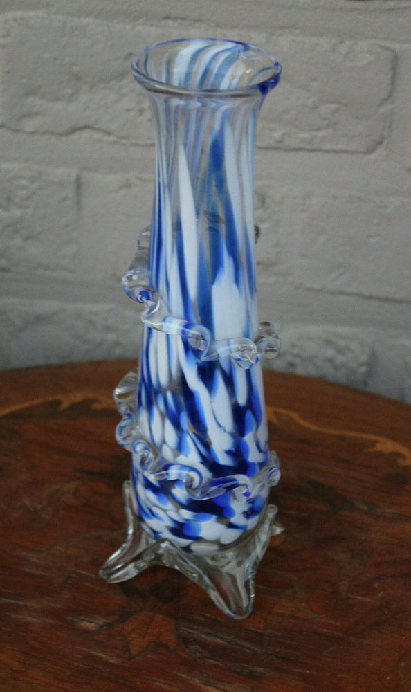Vintage italian murano glass vase relief swirl decor 1970s