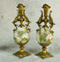 Stunning antique PAIR french brass porcelain enamel dragon candle holder