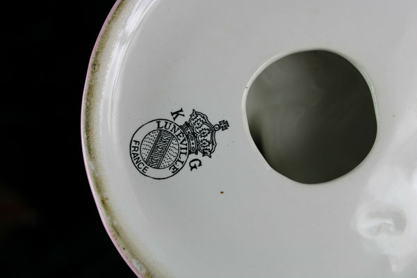 KG luneville strassbourg marked pair Ceramic Faience rooster candle holder