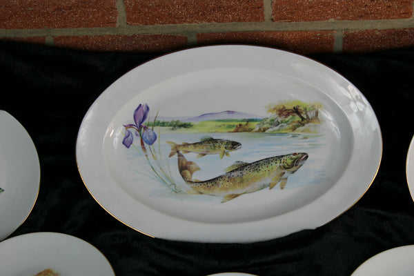 13pcs Fish tableware French limoges marked porcelain plates