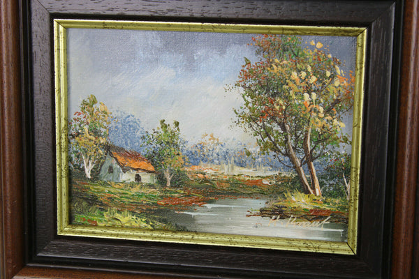 Vintage set flemish oil canvas paintings 4 seasons 1970