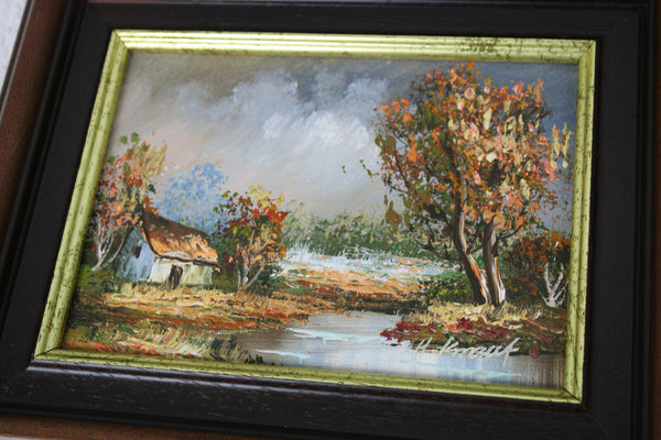 Vintage set flemish oil canvas paintings 4 seasons 1970