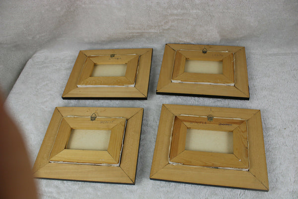 Vintage set flemish oil canvas paintings 4 seasons 1970