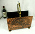 Antique Copper relief Scene Delft handle lion paws magazine rack holder